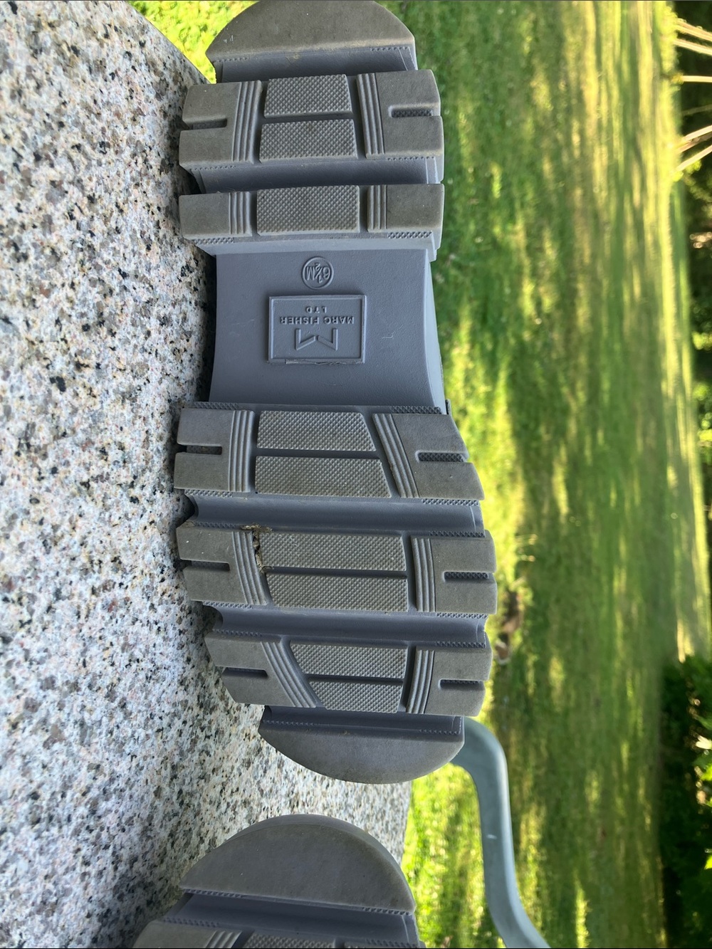 Marc Fisher Grey Leather Platform Loafers - Picture 6 of 9